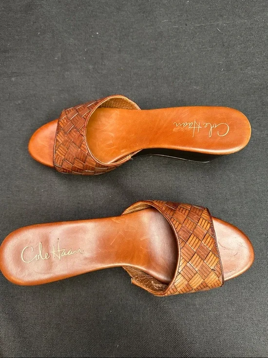 Cole Haan Brown Woven Leather Slide Sandals Woman’s 8 - Picture 3 of 11